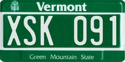 VT license plate XSK091