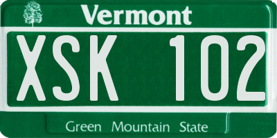 VT license plate XSK102