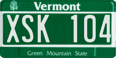 VT license plate XSK104