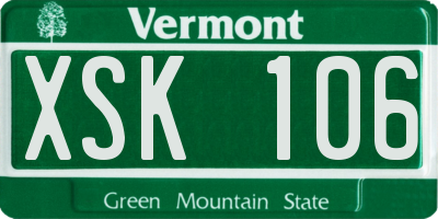 VT license plate XSK106