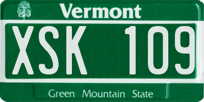 VT license plate XSK109