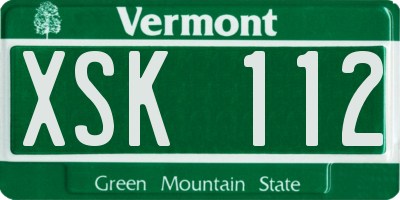 VT license plate XSK112