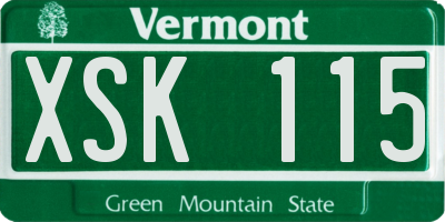 VT license plate XSK115