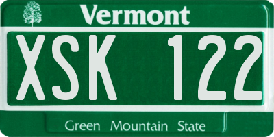 VT license plate XSK122