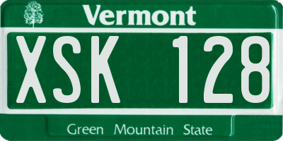 VT license plate XSK128