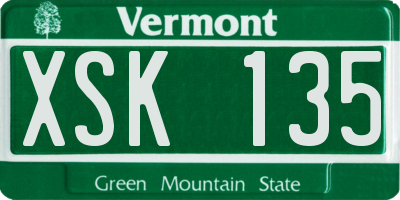 VT license plate XSK135