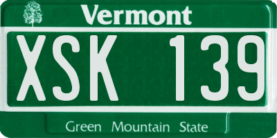 VT license plate XSK139
