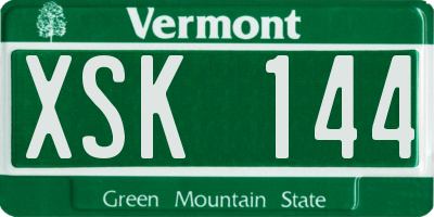 VT license plate XSK144