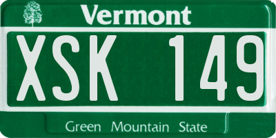 VT license plate XSK149