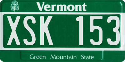 VT license plate XSK153