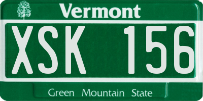 VT license plate XSK156