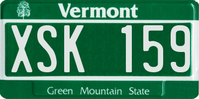 VT license plate XSK159