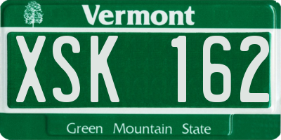 VT license plate XSK162