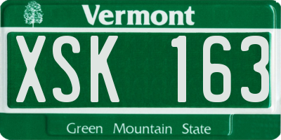 VT license plate XSK163