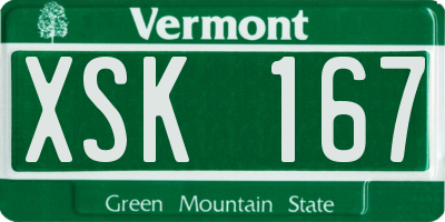 VT license plate XSK167