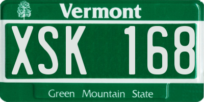 VT license plate XSK168