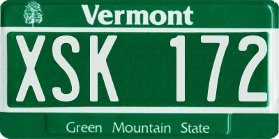 VT license plate XSK172