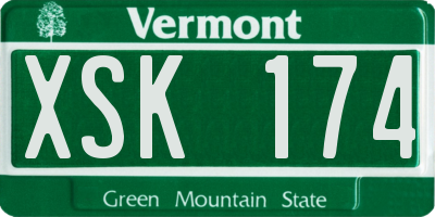 VT license plate XSK174