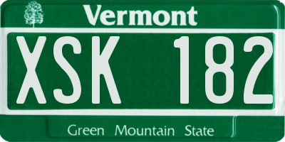 VT license plate XSK182