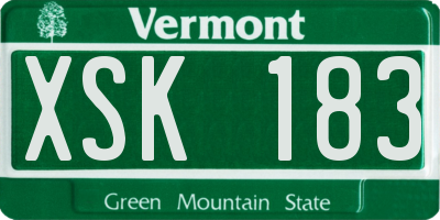 VT license plate XSK183