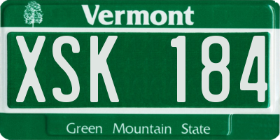 VT license plate XSK184
