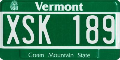 VT license plate XSK189