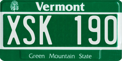 VT license plate XSK190