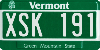 VT license plate XSK191
