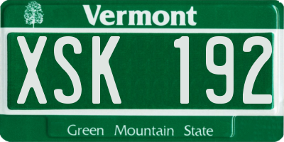 VT license plate XSK192