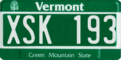 VT license plate XSK193