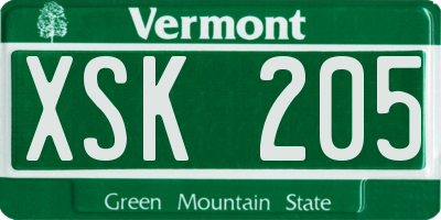VT license plate XSK205