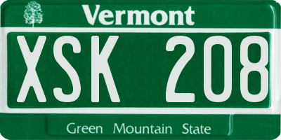 VT license plate XSK208