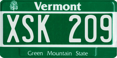 VT license plate XSK209