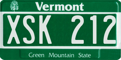 VT license plate XSK212
