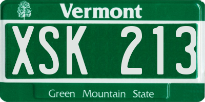 VT license plate XSK213