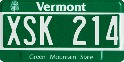 VT license plate XSK214