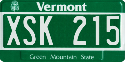 VT license plate XSK215