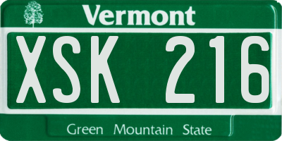 VT license plate XSK216