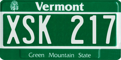 VT license plate XSK217