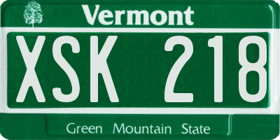 VT license plate XSK218