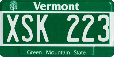 VT license plate XSK223