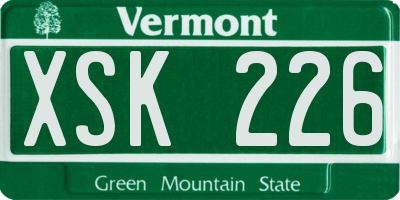 VT license plate XSK226