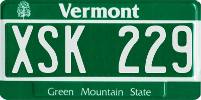 VT license plate XSK229
