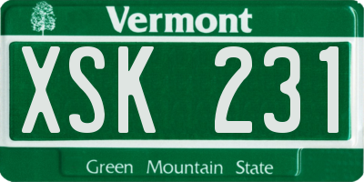 VT license plate XSK231