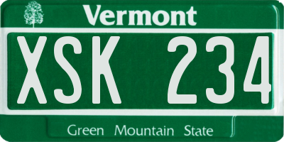 VT license plate XSK234