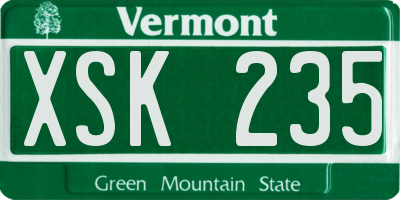 VT license plate XSK235