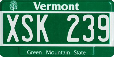 VT license plate XSK239
