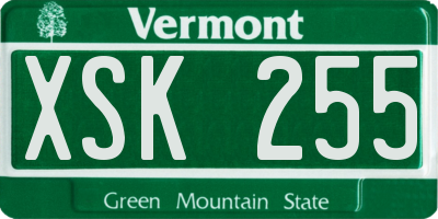 VT license plate XSK255