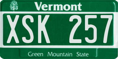 VT license plate XSK257