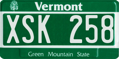 VT license plate XSK258